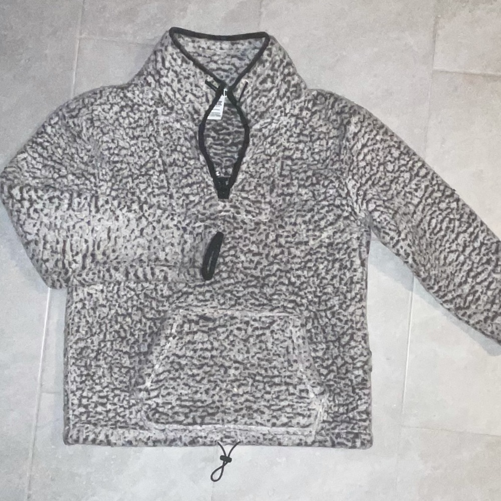 VS PINK Quarter zip Sherpa pullover with drawstring bottom size sm
